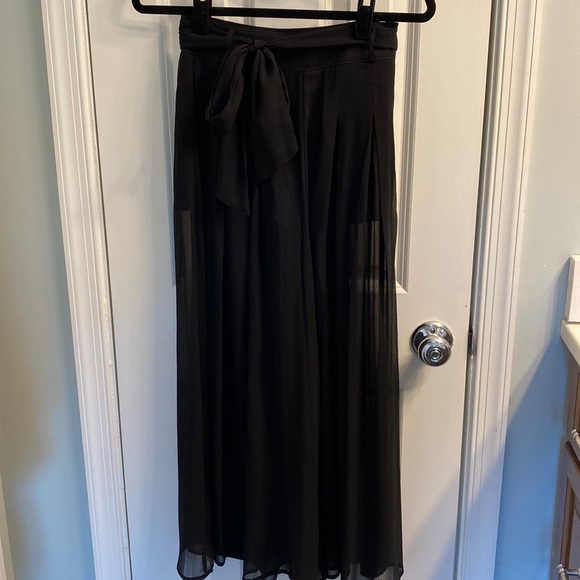 Abercrombie & Fitch Black Sheer Belted Wide Leg Pants - Picture 7 of 12